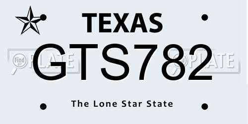 GTS782 Texas License Plate