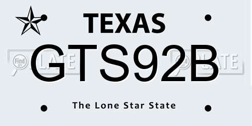 GTS92B Texas License Plate