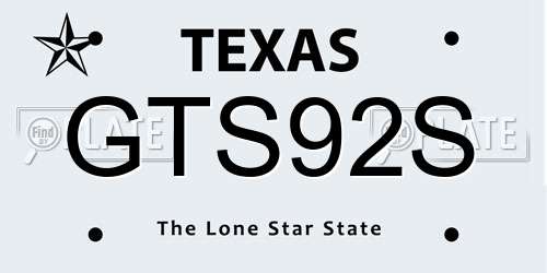 GTS92S Texas License Plate