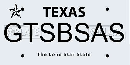 GTSBSAS Texas License Plate