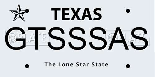 GTSSSAS Texas License Plate