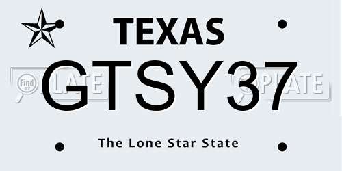 GTSY37 Texas License Plate