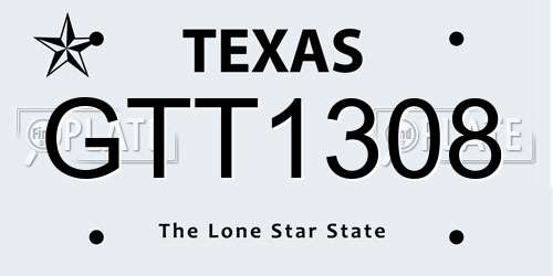 GTT1308 Texas License Plate