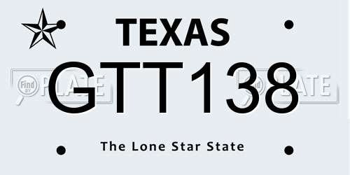 GTT138 Texas License Plate