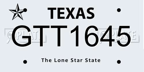 GTT1645 Texas License Plate