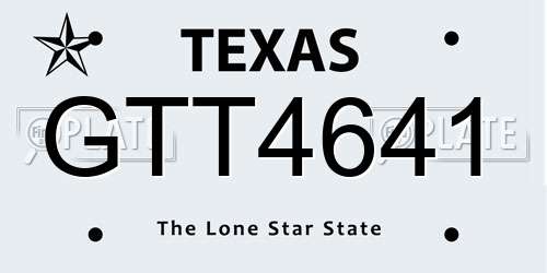 GTT4641 Texas License Plate
