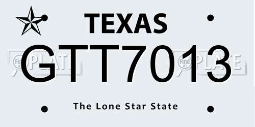 GTT7013 Texas License Plate