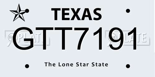 GTT7191 Texas License Plate