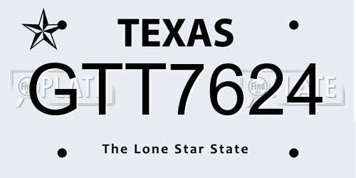 GTT7624 Texas License Plate