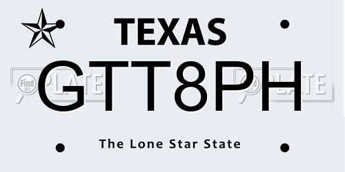 GTT8PH Texas License Plate