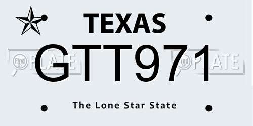 GTT971 Texas License Plate