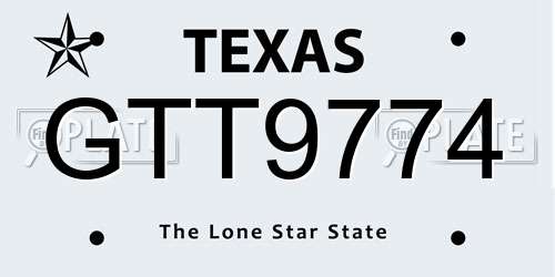 GTT9774 Texas License Plate