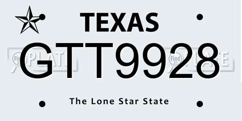 GTT9928 Texas License Plate