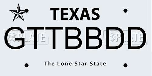 GTTBBDD Texas License Plate
