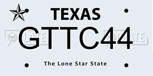 GTTC44 Texas License Plate