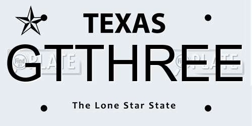 GTTHREE Texas License Plate