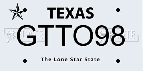 GTTO98 Texas License Plate
