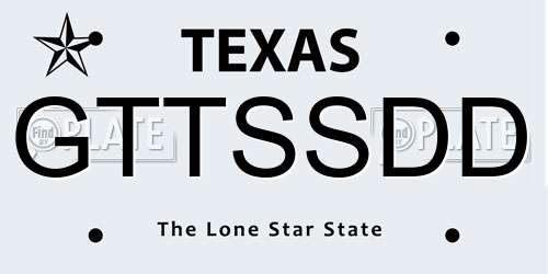 GTTSSDD Texas License Plate