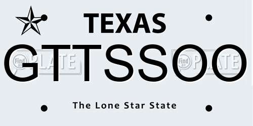 GTTSSOO Texas License Plate