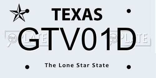 GTV01D Texas License Plate