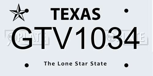 GTV1034 Texas License Plate