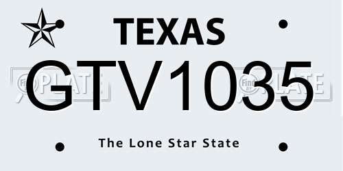 GTV1035 Texas License Plate