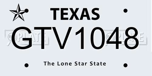 GTV1048 Texas License Plate