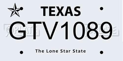 GTV1089 Texas License Plate