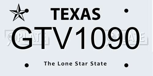 GTV1090 Texas License Plate