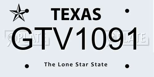 GTV1091 Texas License Plate