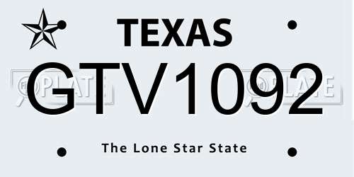 GTV1092 Texas License Plate