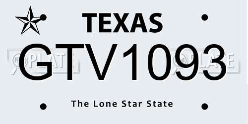 GTV1093 Texas License Plate