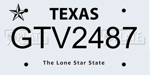 GTV2487 Texas License Plate