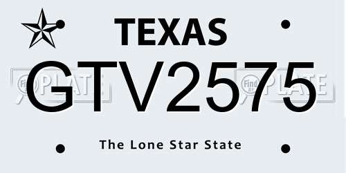 GTV2575 Texas License Plate