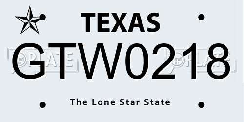 GTW0218 Texas License Plate