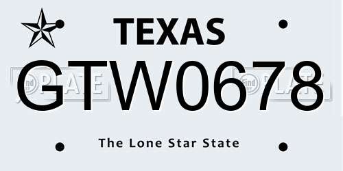 GTW0678 Texas License Plate