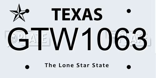 GTW1063 Texas License Plate