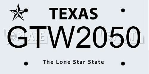 GTW2050 Texas License Plate