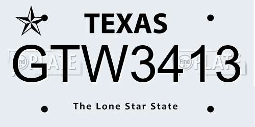 GTW3413 Texas License Plate