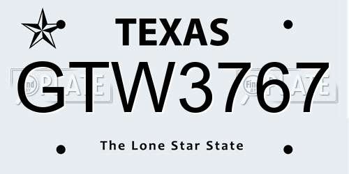GTW3767 Texas License Plate
