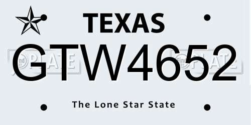 GTW4652 Texas License Plate