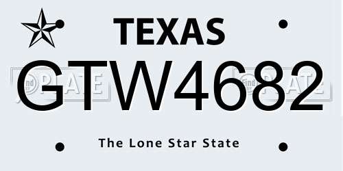 GTW4682 Texas License Plate