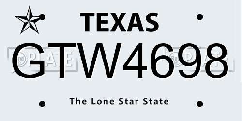 GTW4698 Texas License Plate