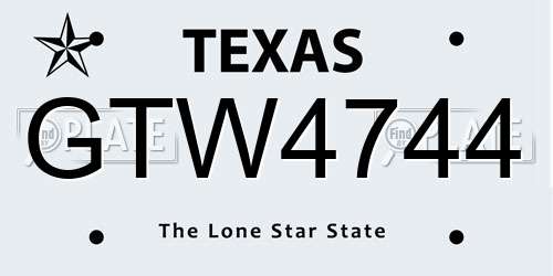 GTW4744 Texas License Plate