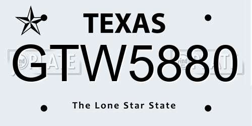 GTW5880 Texas License Plate