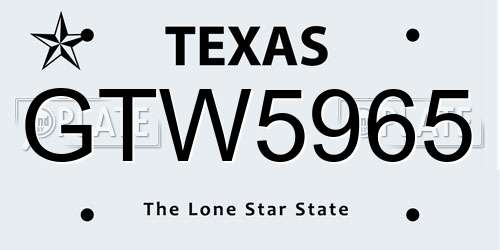 GTW5965 Texas License Plate