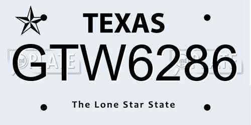 GTW6286 Texas License Plate