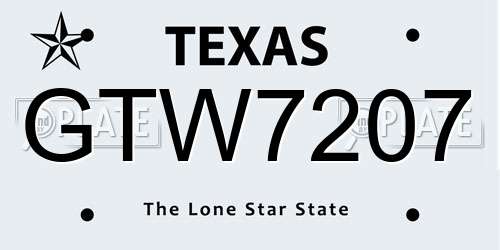 GTW7207 Texas License Plate