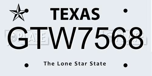 GTW7568 Texas License Plate
