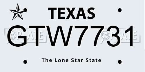 GTW7731 Texas License Plate